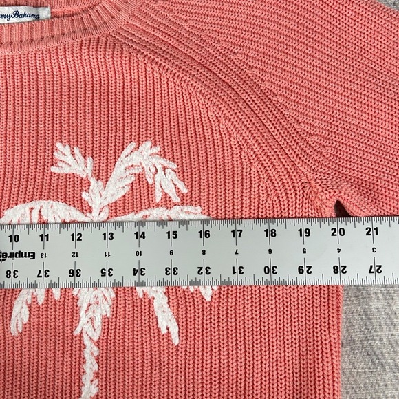 Tommy Bahama Womens Coral Pink Ribbed Breezy Palm Tree Sweater Small Coastal - Picture 7 of 8